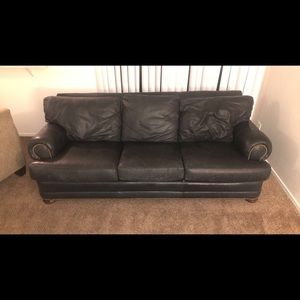 Dark blue leather couch